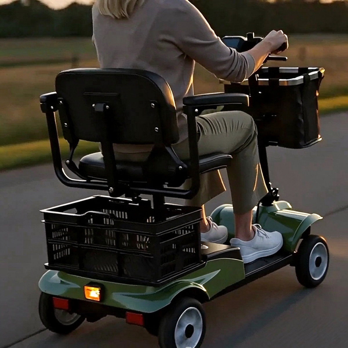 Senior Electric Mobility Scooter, Ergonomic Handle, Electromagnetic Brake, LED Light, Shopping Basket, 264.55LB Load, Safe Travel